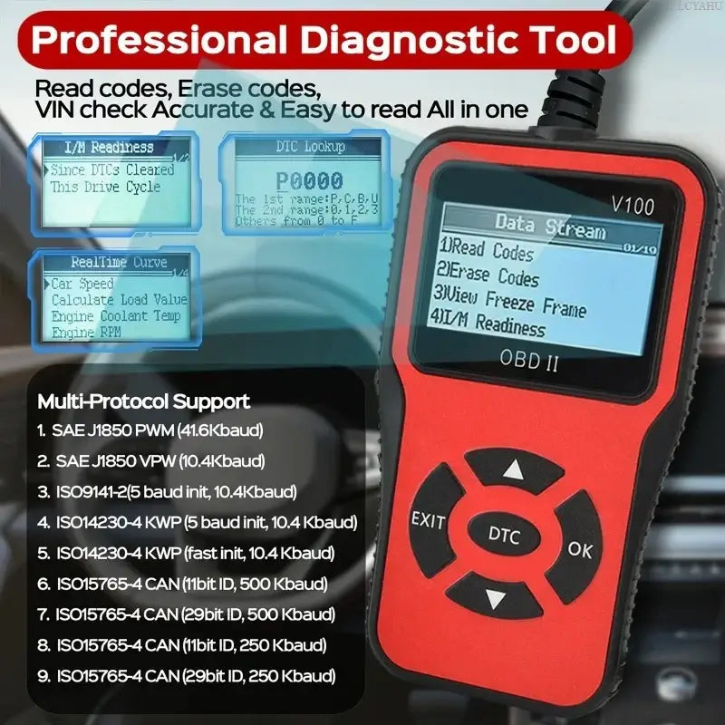 Car OBD2 Scanner Diagnostic Tool Code Reader Car Voltage Tester Engine Fault Code Scanner Charging Tester Diagnostic