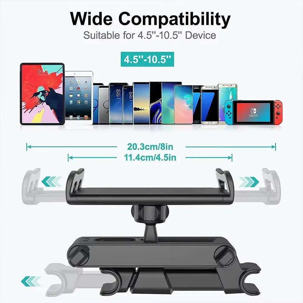 Car Tablet Holder - Headrest Mount Cradle for iPad Air Mini and 4.7-12.9’’ Devices