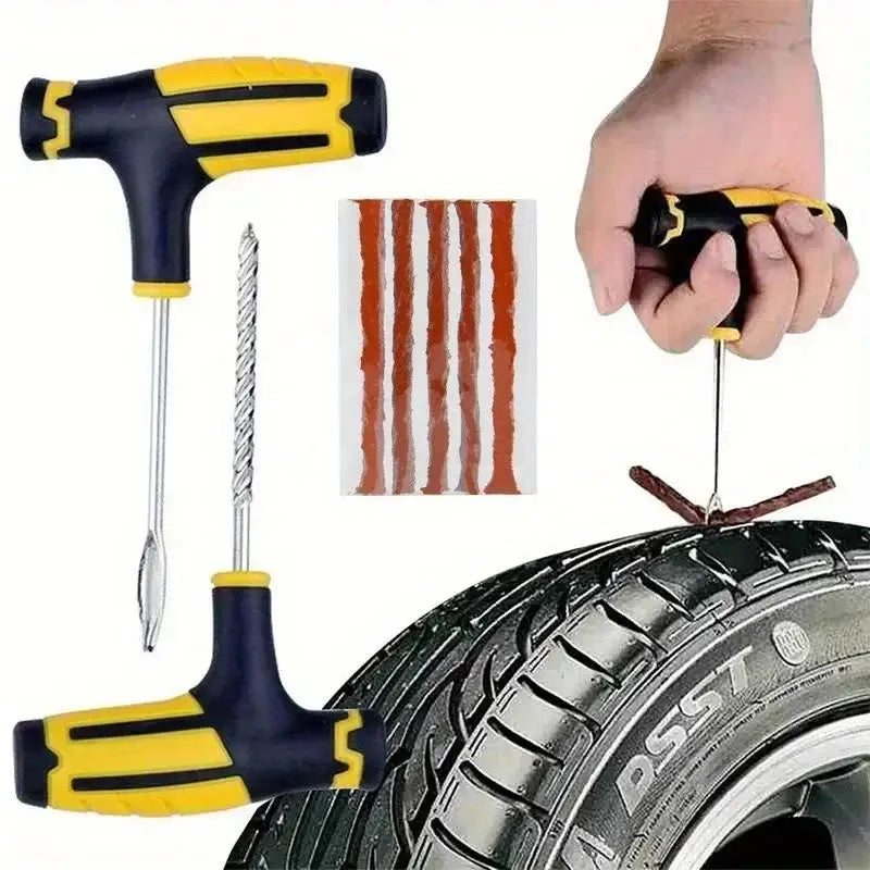 Car Tyre Repair Kit with Durable Strips & Super Glue - 7pcs - HBC