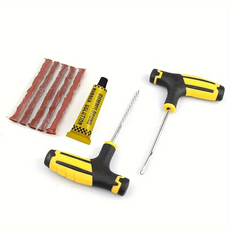 Car Tyre Repair Kit with Durable Strips & Super Glue - 8pcs - HBC