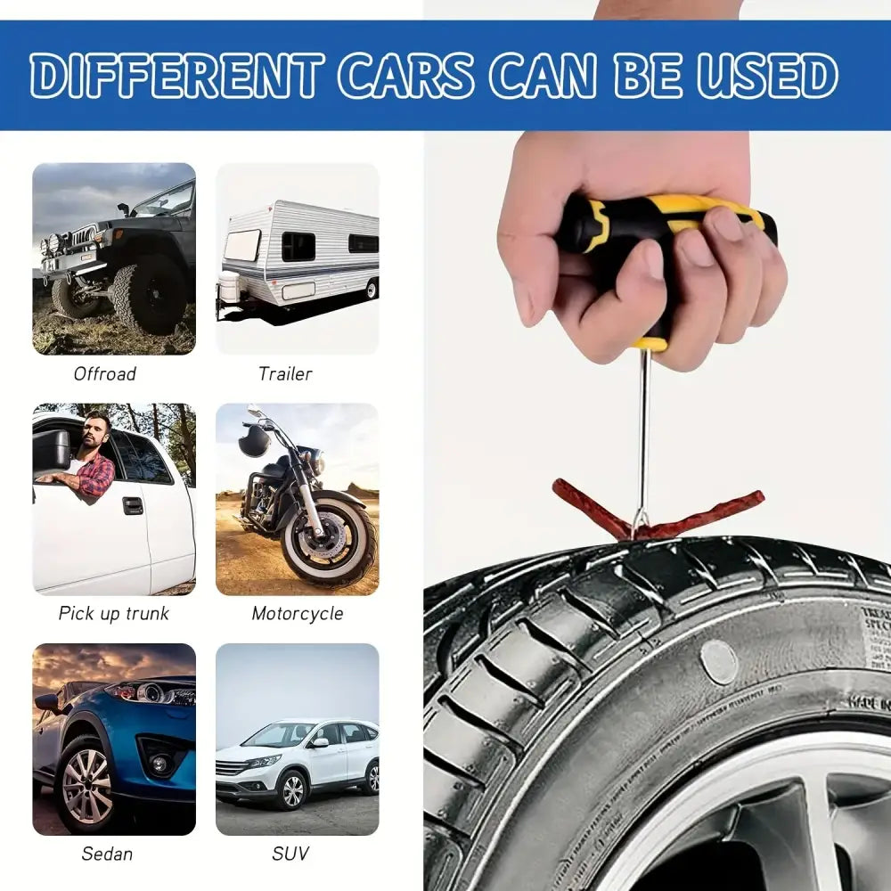 Car Tyre Repair Kit with Durable Strips & Super Glue - HBC