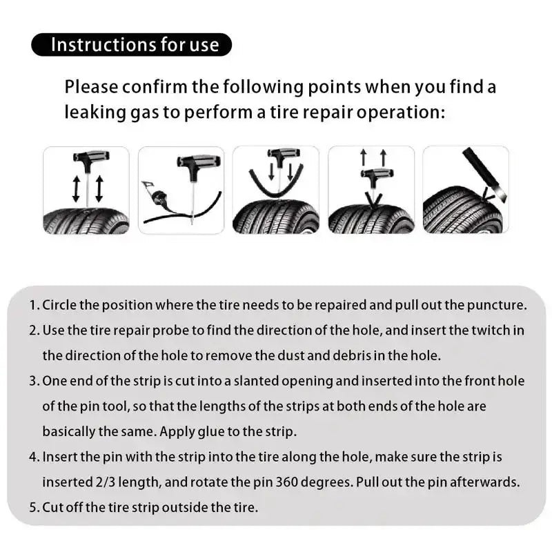 Car Tyre Repair Kit with Durable Strips & Super Glue - HBC