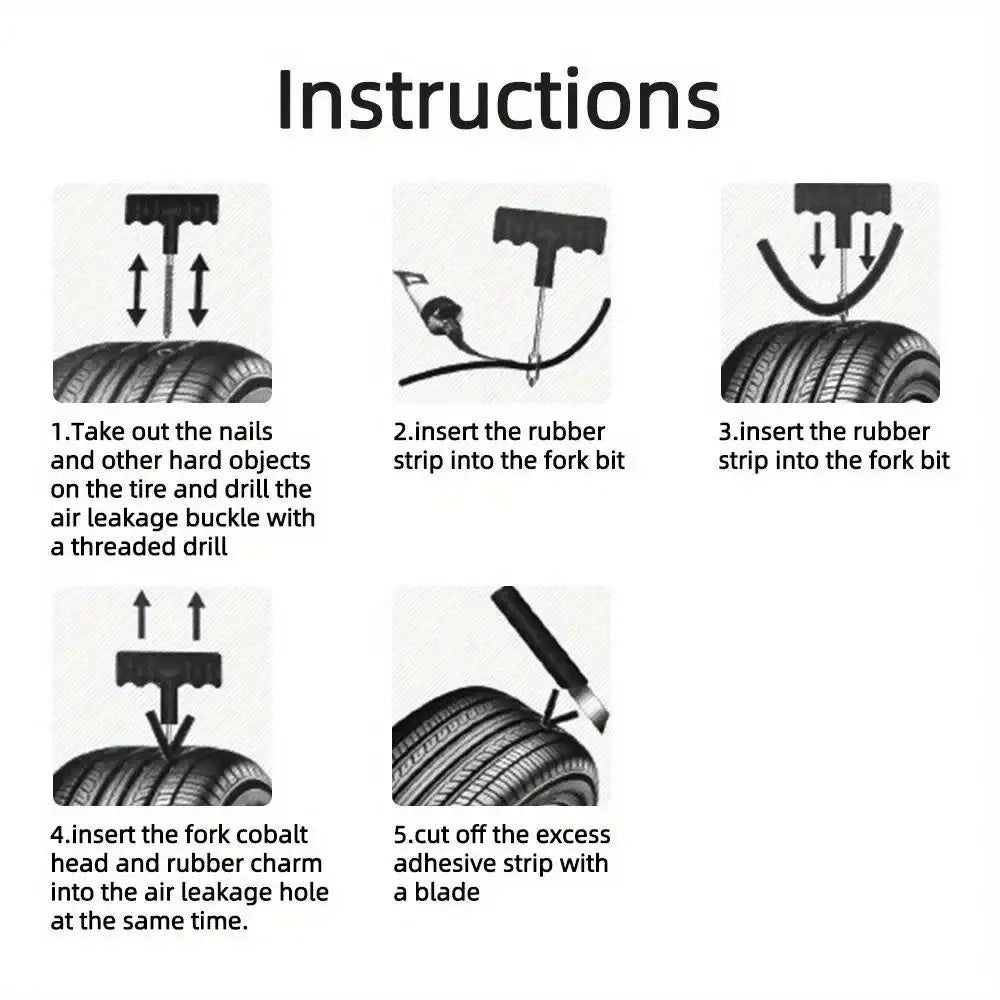 Car Tyre Repair Kit with Durable Strips & Super Glue - HBC