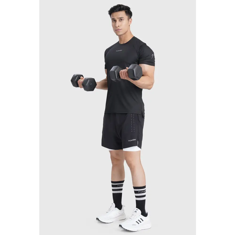 Checks Running T-shirt Black - Tshirts