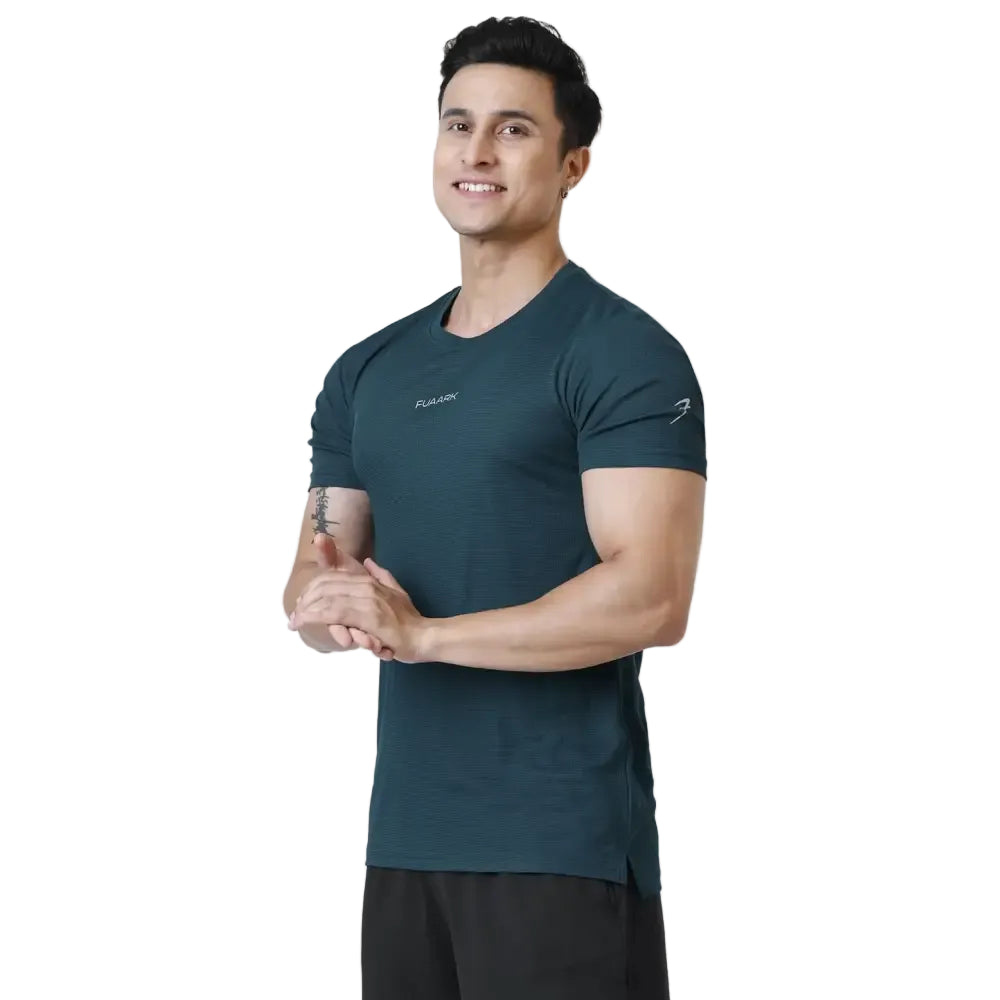 Checks Running T-shirt Bottle Green - Tshirts