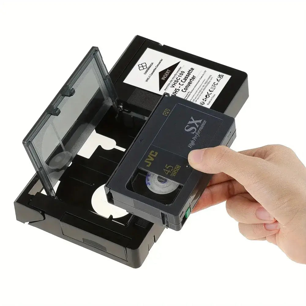 Classic Vintage VHS-C Tape Adapter Convert VHS Tapes To VHS-C Half-size Video Cassettes With This Conversion Box - black