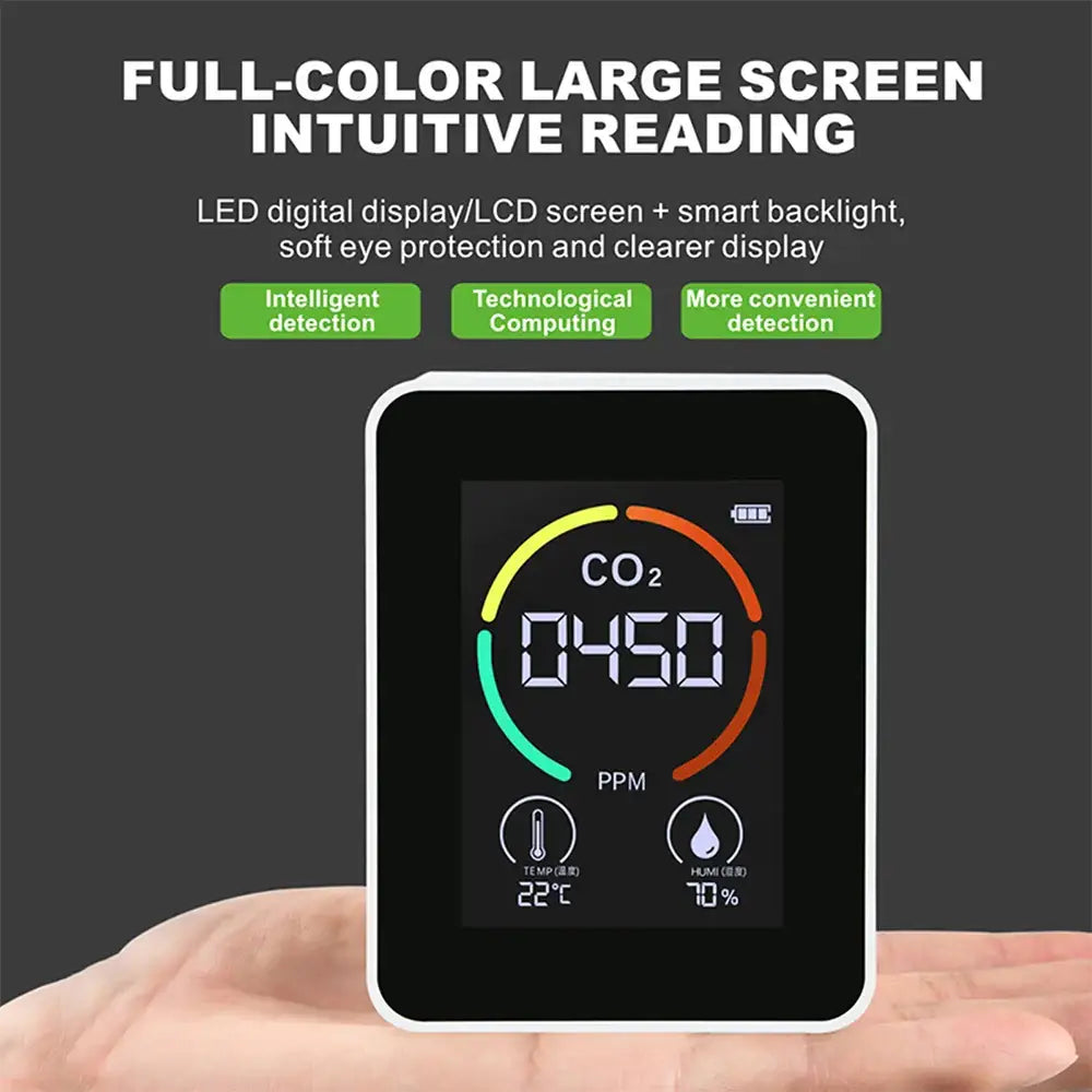 CO2 Detector Multifunctional Thermohygrometer Air Quality Monitor CO2 Monitor Sensor Gas Detector Analyzer Instrument