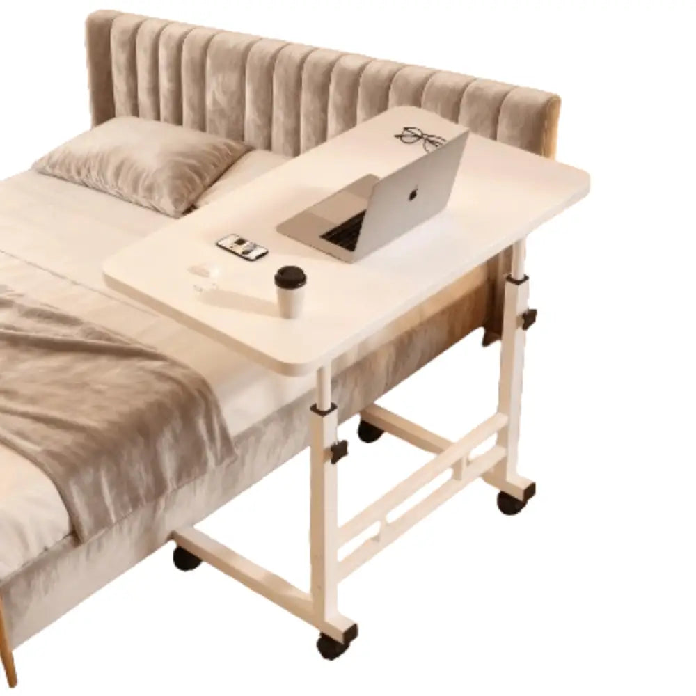 Compact Adjustable Bedside Work Desk with a 4-Wheel Mobile Design - SS
