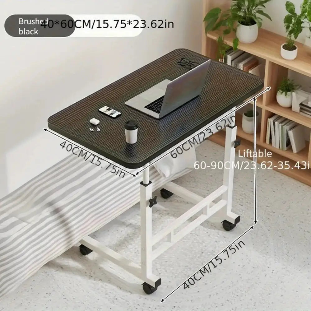 Compact Adjustable Bedside Work Desk with a 4-Wheel Mobile Design - SS