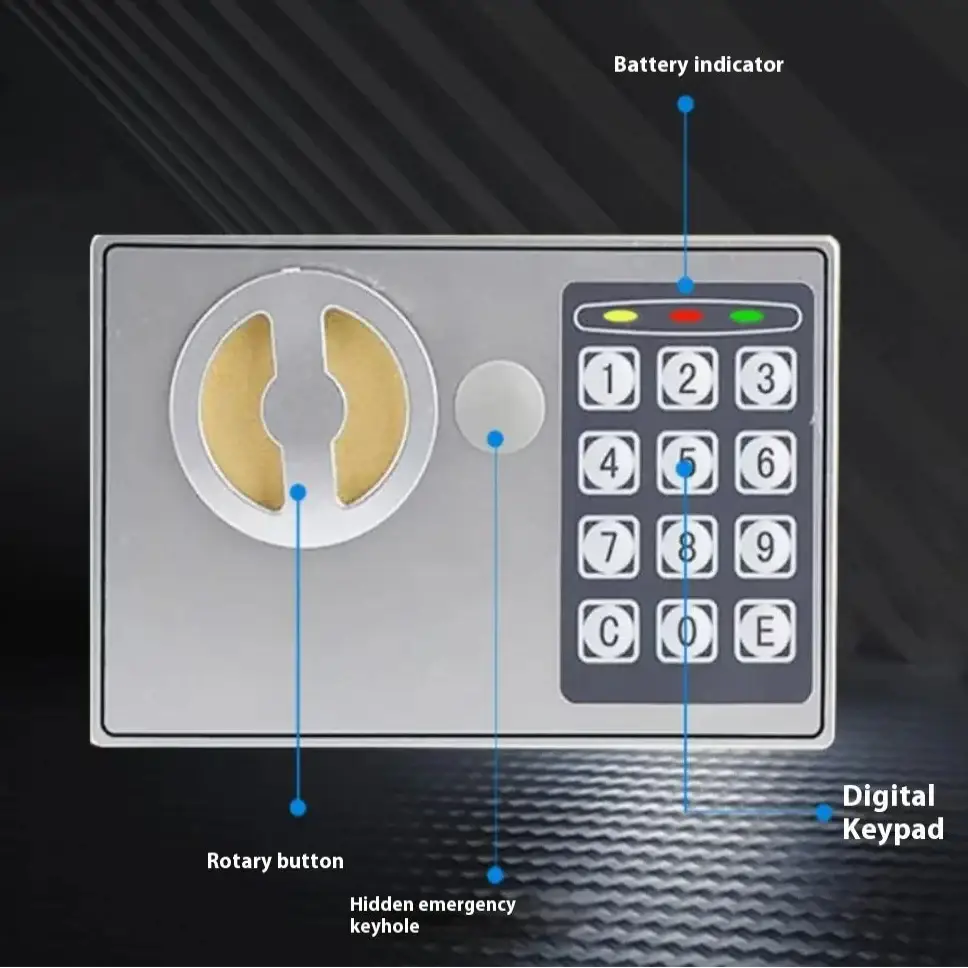 Compact Digital Safe with Key & Password - Digital Lock Safe - SS