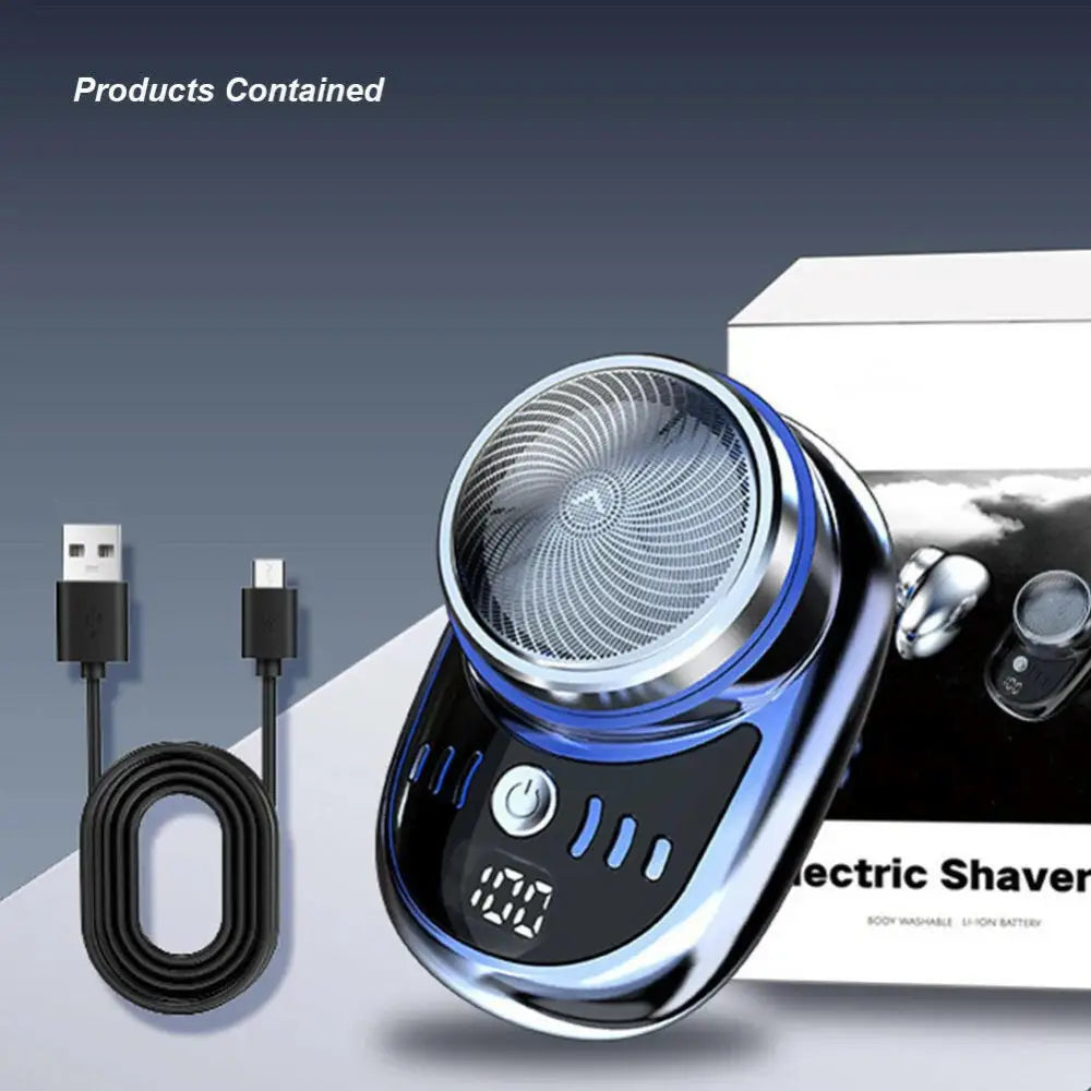 Compact Rechargeable Electric Travel Shaver for Men - Washable and Portable Cordless Trimmer for Facial and Beard