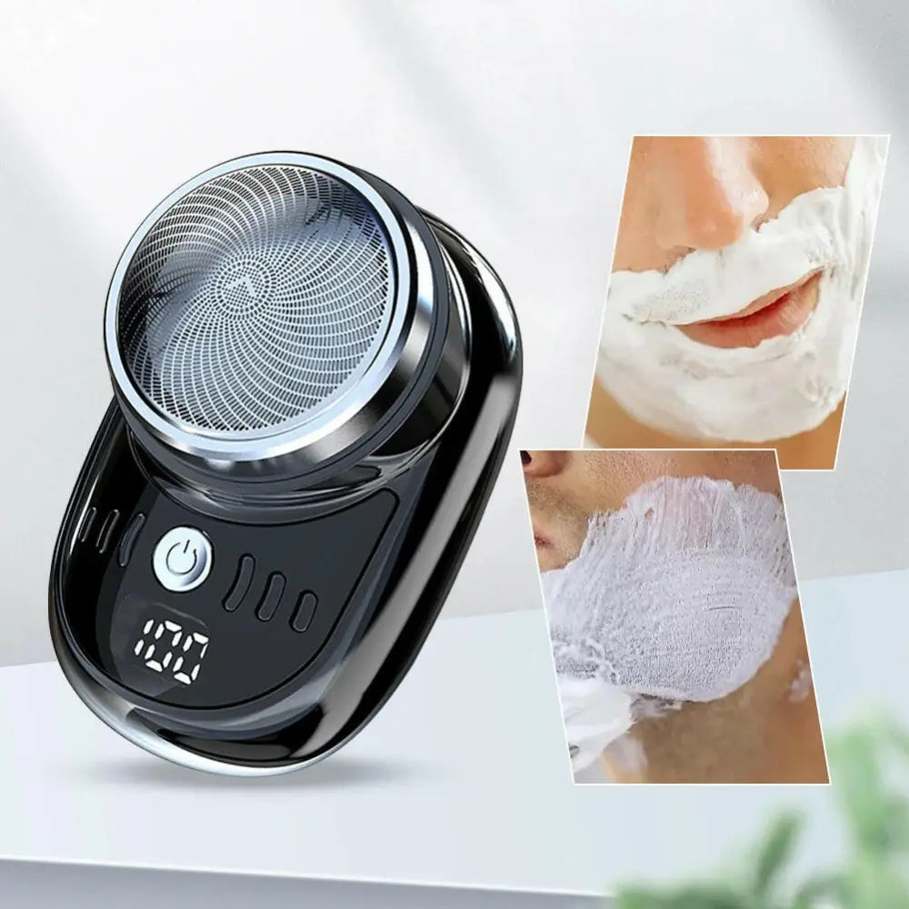 Compact Rechargeable Electric Travel Shaver for Men - Washable and Portable Cordless Trimmer for Facial and Beard