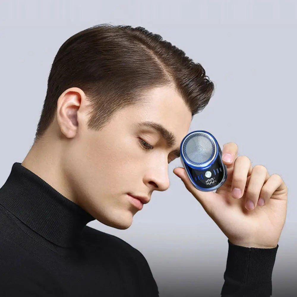 Compact Rechargeable Electric Travel Shaver for Men - Washable and Portable Cordless Trimmer for Facial and Beard