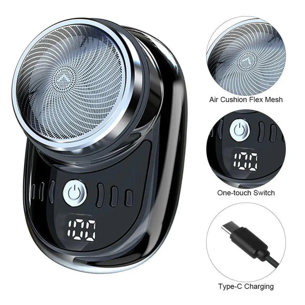 Compact Rechargeable Electric Travel Shaver for Men - Washable and Portable Cordless Trimmer for Facial and Beard