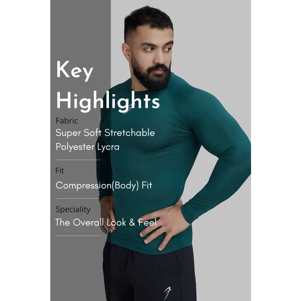 Compression Fullsleeves T-shirt Emerald Green - Tshirts