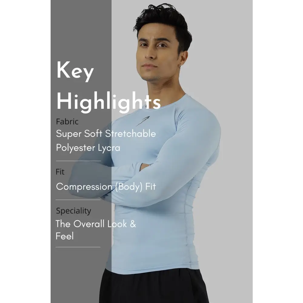 Compression Fullsleeves T-shirt Glacial Blue - Tshirts