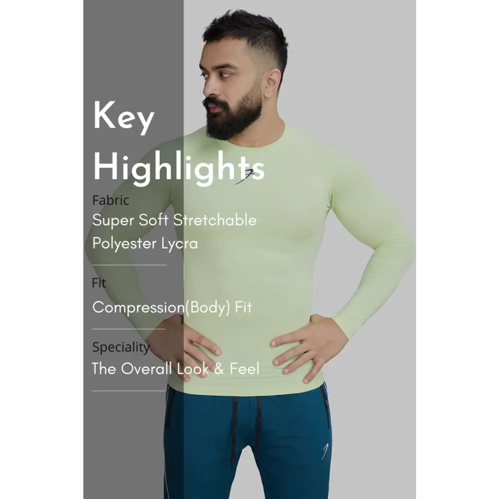 Compression Fullsleeves T-shirt Lime - Tshirts