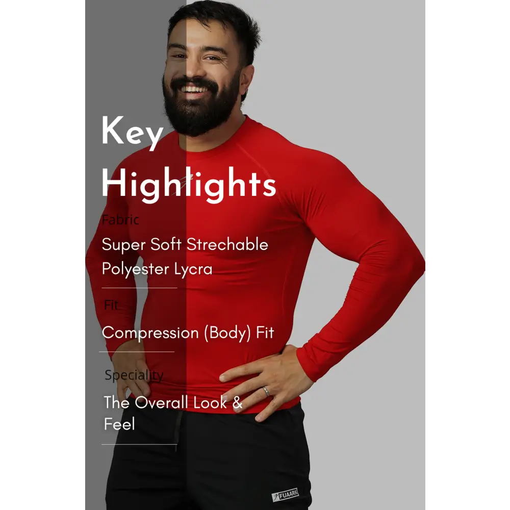 Compression Fullsleeves T-shirt Red - Tshirts