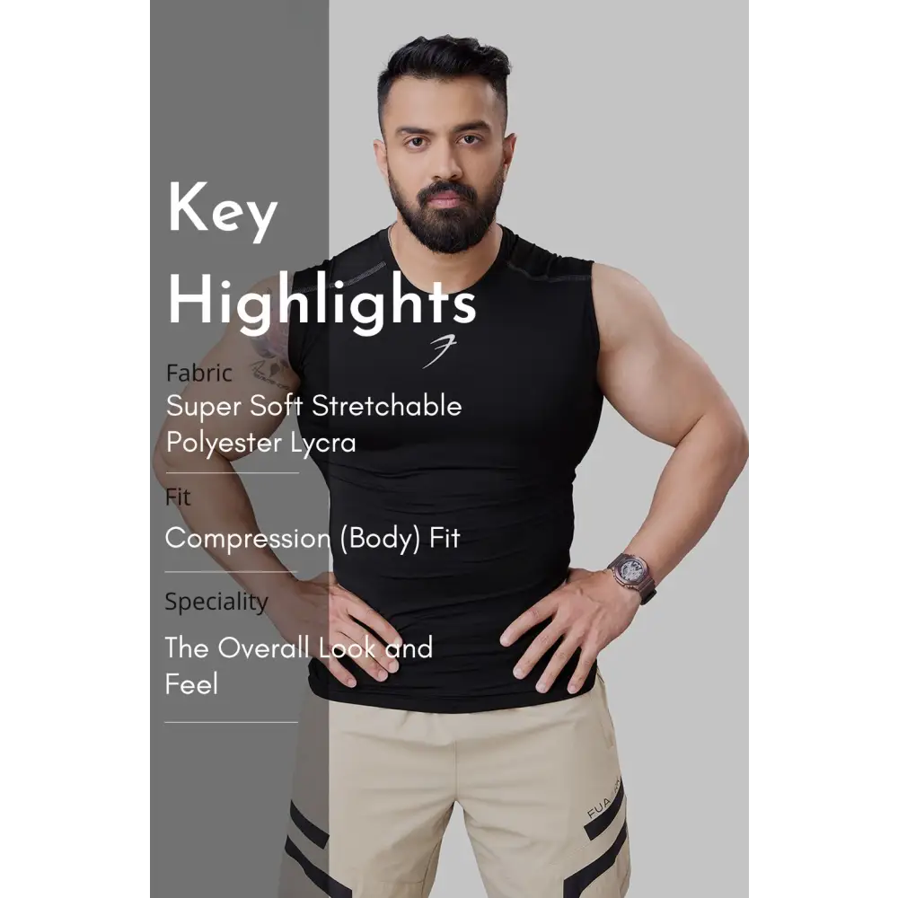 Compression Sleeveless Tank Black - Vest