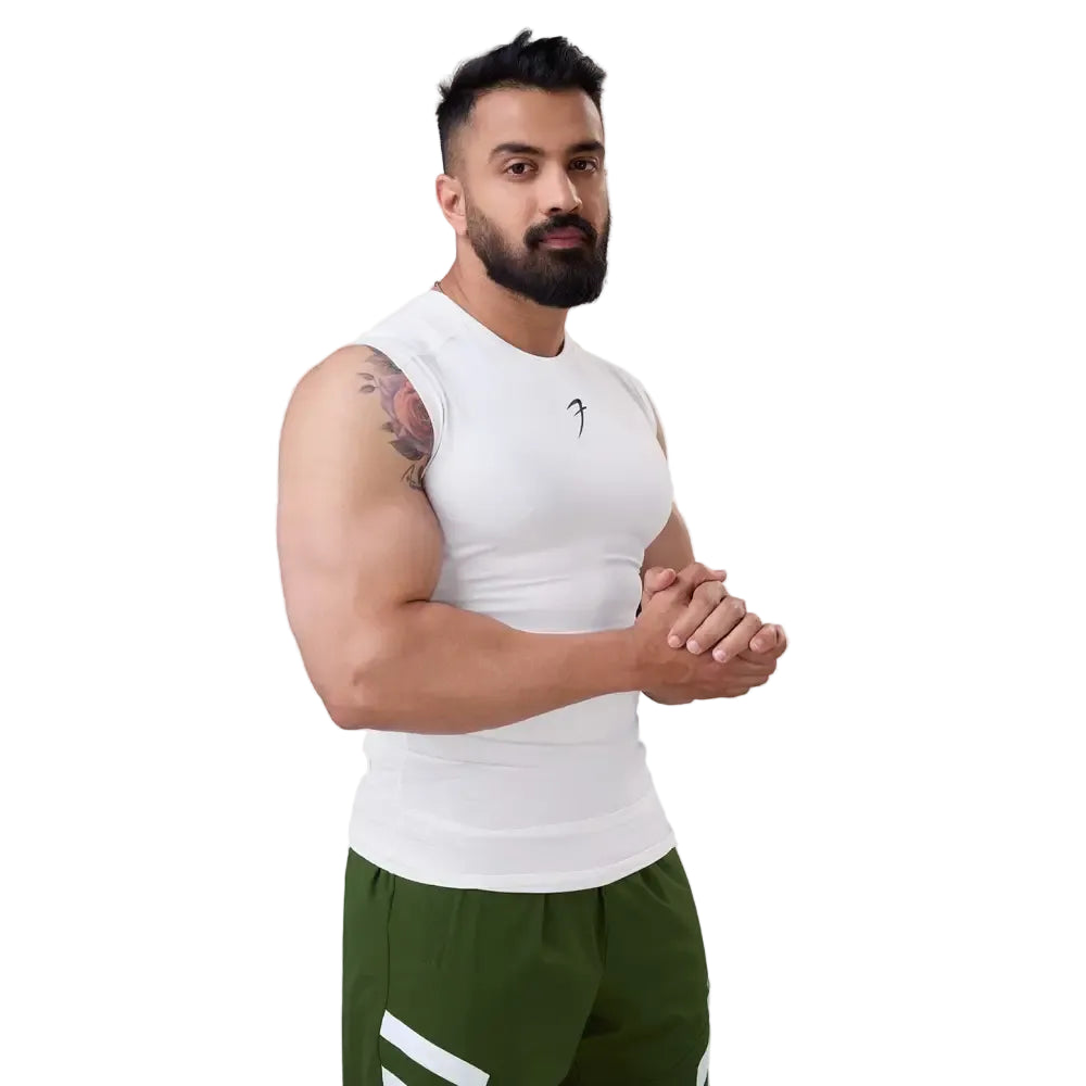 Compression Sleeveless Tank White - Vest