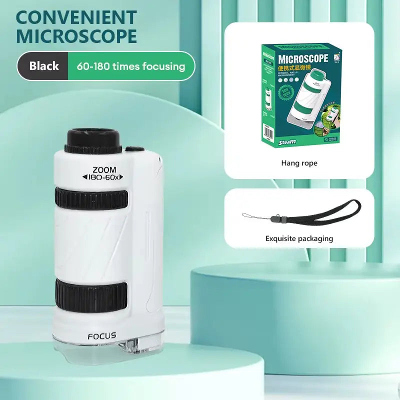 CONUSEA Educational Mini Handheld Microscope Kit - Black