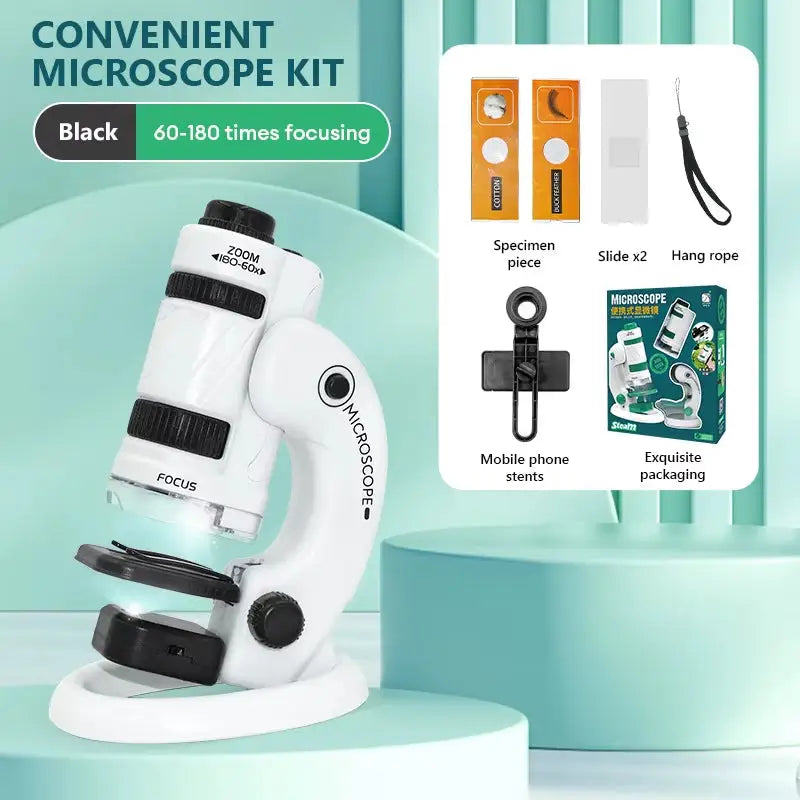 CONUSEA Educational Mini Handheld Microscope Kit - Black Pro
