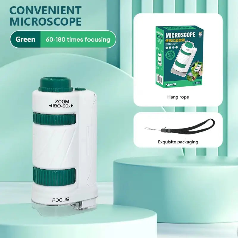 CONUSEA Educational Mini Handheld Microscope Kit - Green