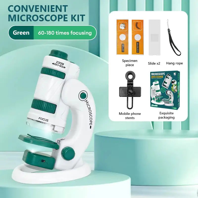 CONUSEA Educational Mini Handheld Microscope Kit - Green Pro