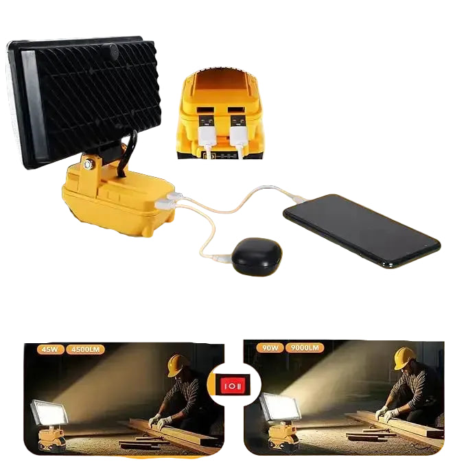 Cordless LED Work Light for Dewalt 20V Battery Flood Light USB Charging Port Portable Flashlight for Emergency,자동차 정비