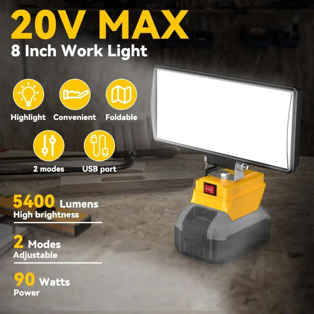 Cordless LED Work Light for Dewalt 20V Battery Flood Light USB Charging Port Portable Flashlight for Emergency,자동차 정비
