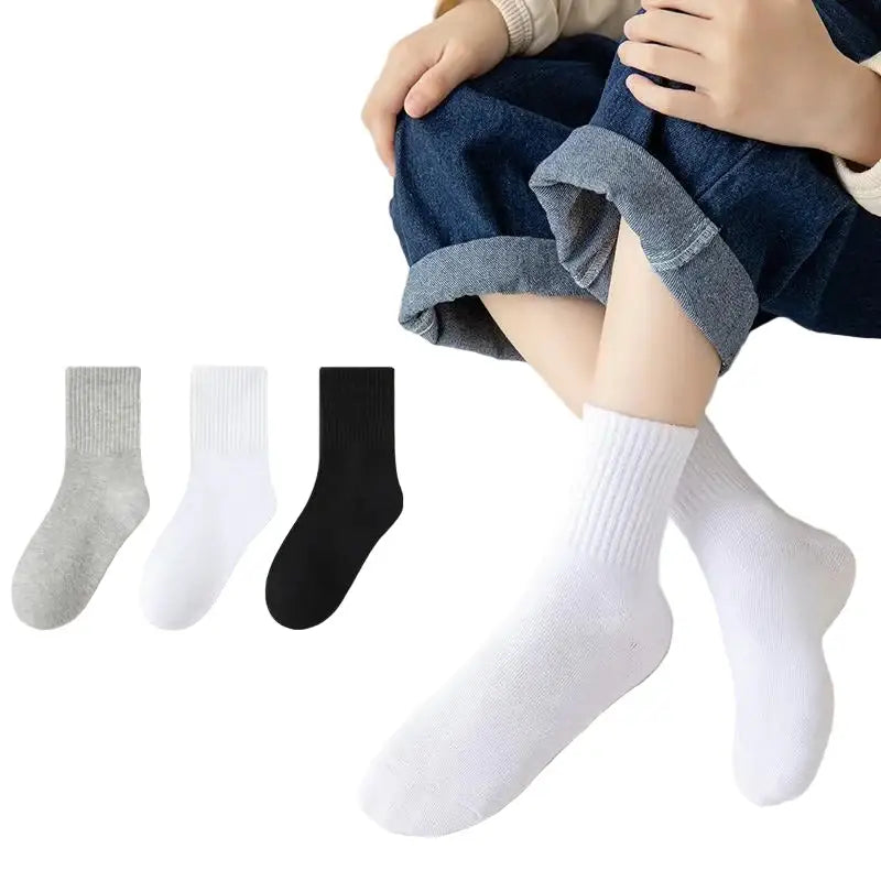 Cotton Sport Socks – 5 Pairs (Ages 3–13) (5 colours available) - SS