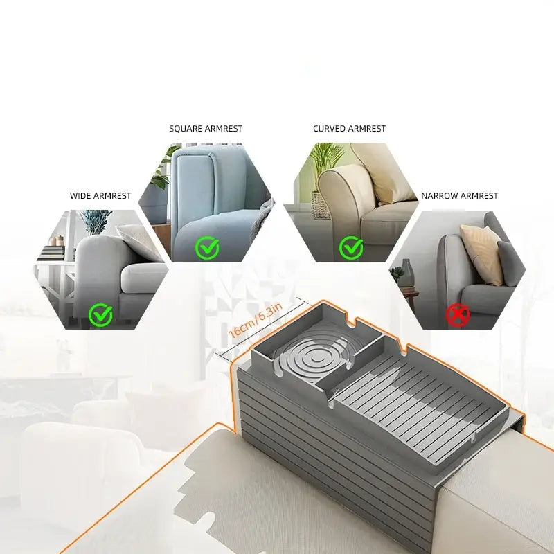 Couch Cup Holder Silicone Anti-Slip Sofa Storage Box Arm Chair Couch Recliner Remote Control Organizer Holder Sofa