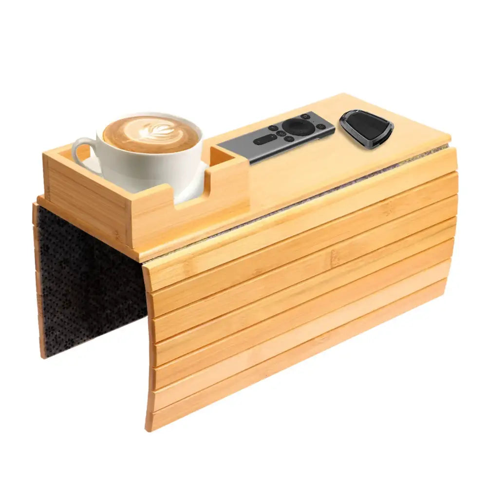 Couch Cup Holder Tray Wooden Anti Slip Sofa Arm Tray Multifunctional Sofa Cup Holder Armrest Organizer For Cups Remote