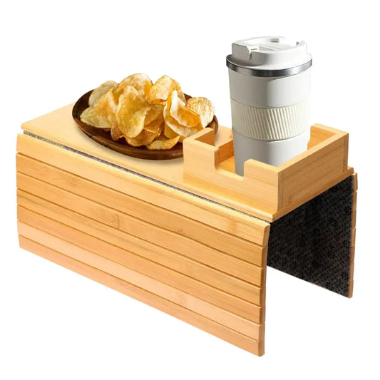 Couch Cup Holder Tray Wooden Anti Slip Sofa Arm Tray Multifunctional Sofa Cup Holder Armrest Organizer For Cups Remote