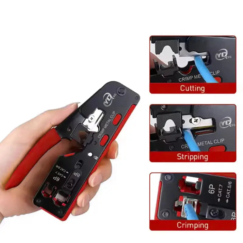 Crimping & Stripping Tool with 8P/6P Ethernet Connectors (different colours available) - HBC