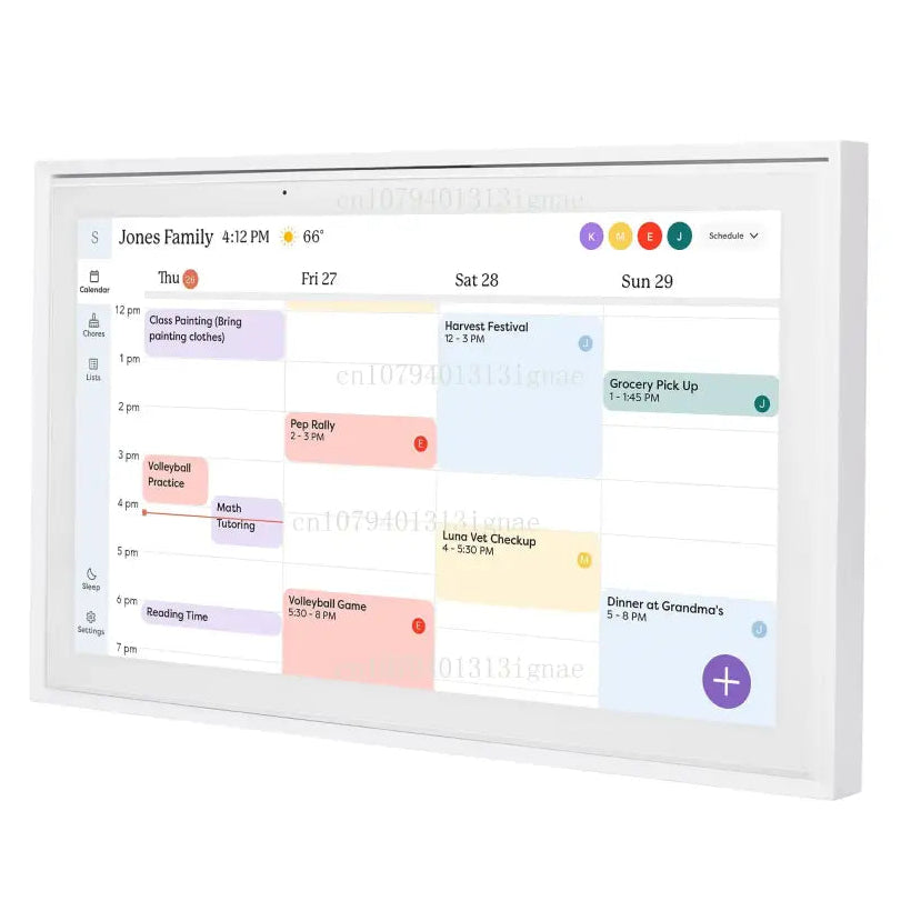 Customizable White Android Digital Calendar and Chore Chart - White