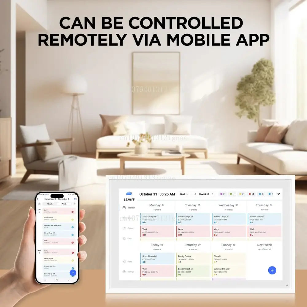 Customizable White Android Digital Calendar and Chore Chart - White
