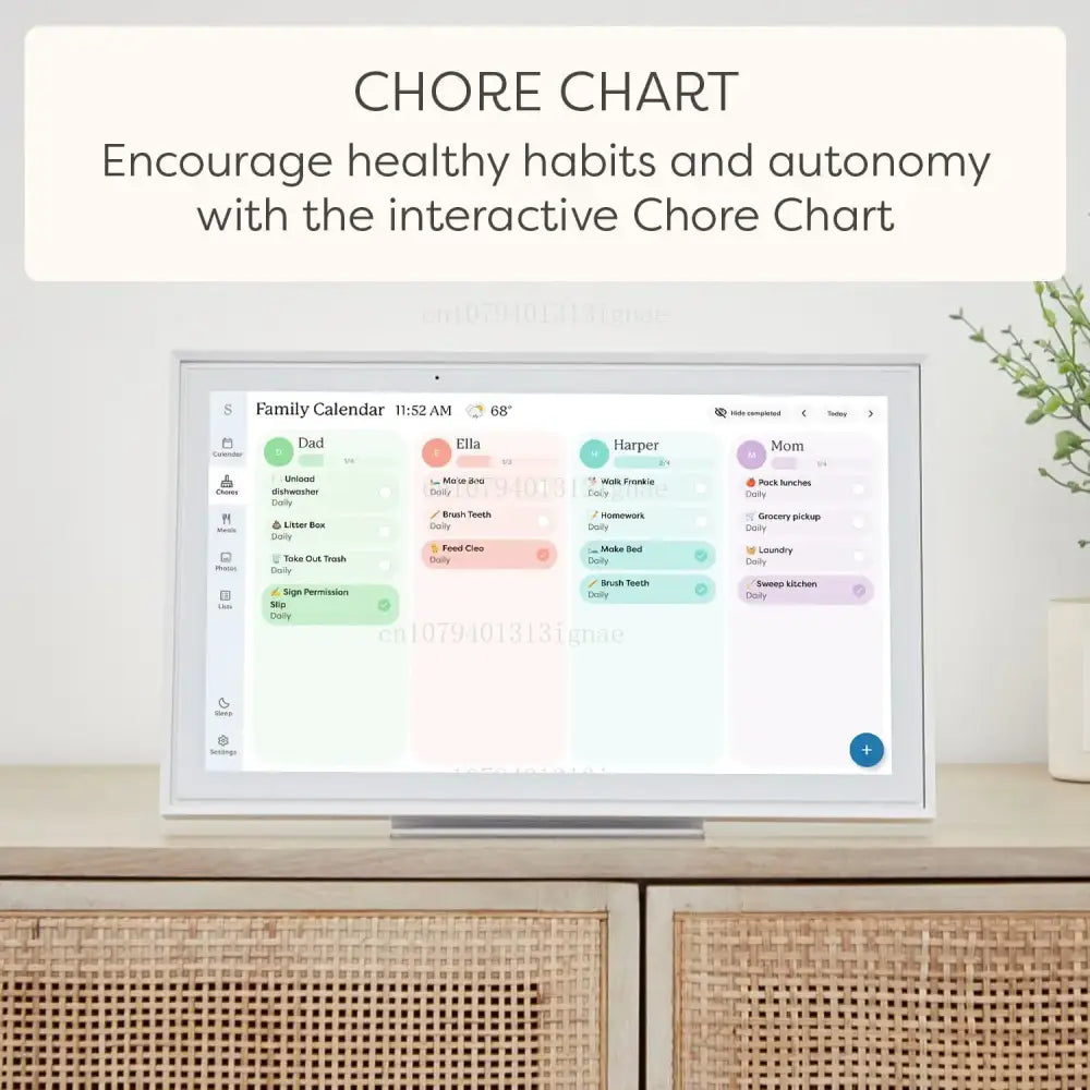 Customizable White Android Digital Calendar and Chore Chart - White