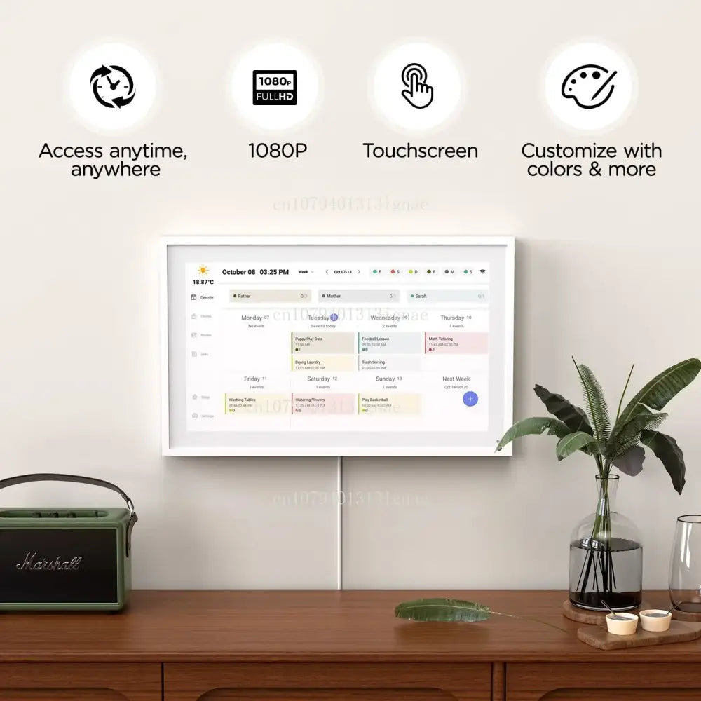 Customizable White Android Digital Calendar and Chore Chart - White