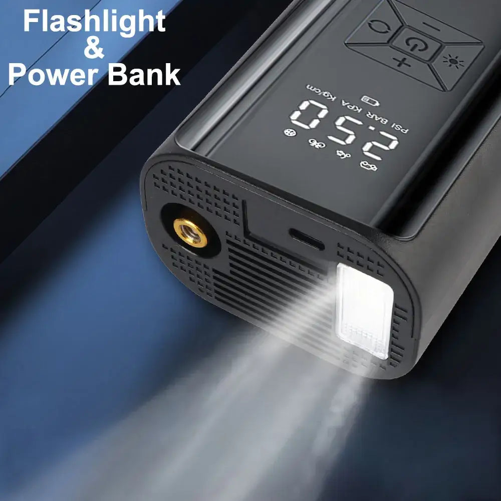 Digital Air Pump With LED Light Wireless Tire Inflator Air Compressor Portable Tire Pressure Gauge LCD Display 150PSI