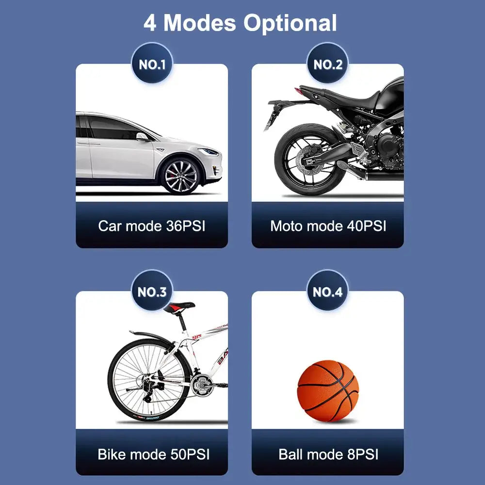 Digital Air Pump With LED Light Wireless Tire Inflator Air Compressor Portable Tire Pressure Gauge LCD Display 150PSI