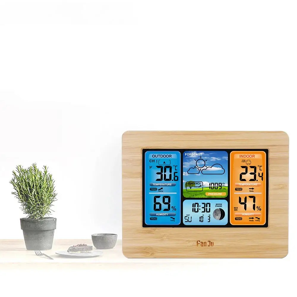 Digital Indoor-Outdoor Weather Station with Clock & Wireless Sensor (2 colours available) - HBC