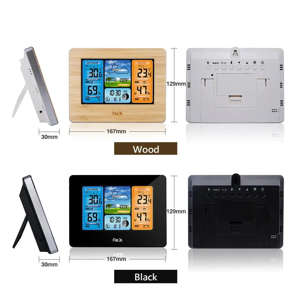 Digital Indoor-Outdoor Weather Station with Clock & Wireless Sensor (2 colours available) - HBC