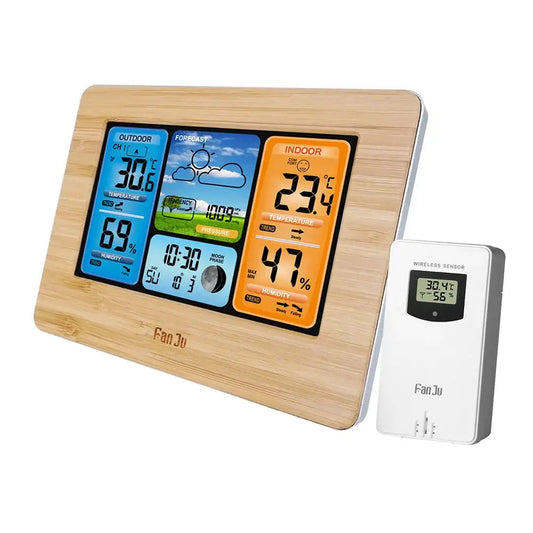 Digital Indoor-Outdoor Weather Station with Clock & Wireless Sensor (2 colours available) - HBC