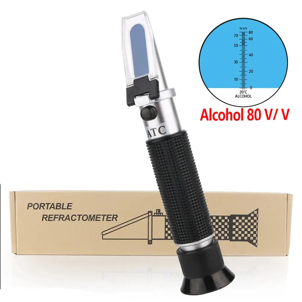 Digital Refractometer 0–80% Brix/Alcohol/Glycol Portable Handheld ATC Meter - RZ116 - White Box - HBC