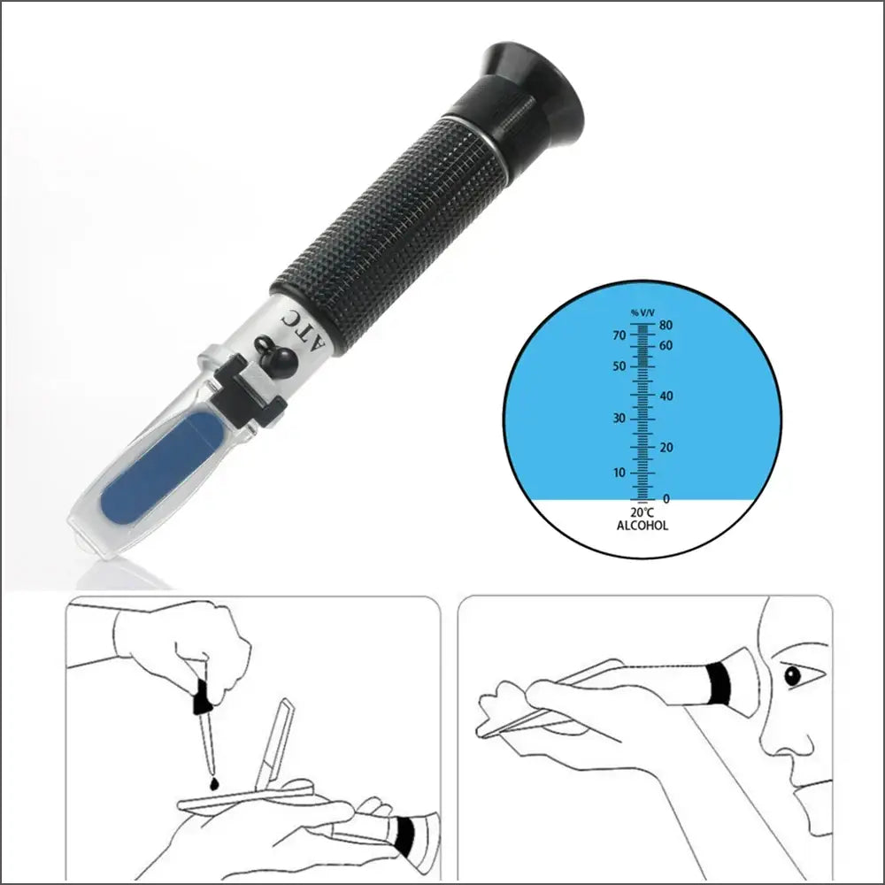 Digital Refractometer 0–80% Brix/Alcohol/Glycol Portable Handheld ATC Meter - HBC