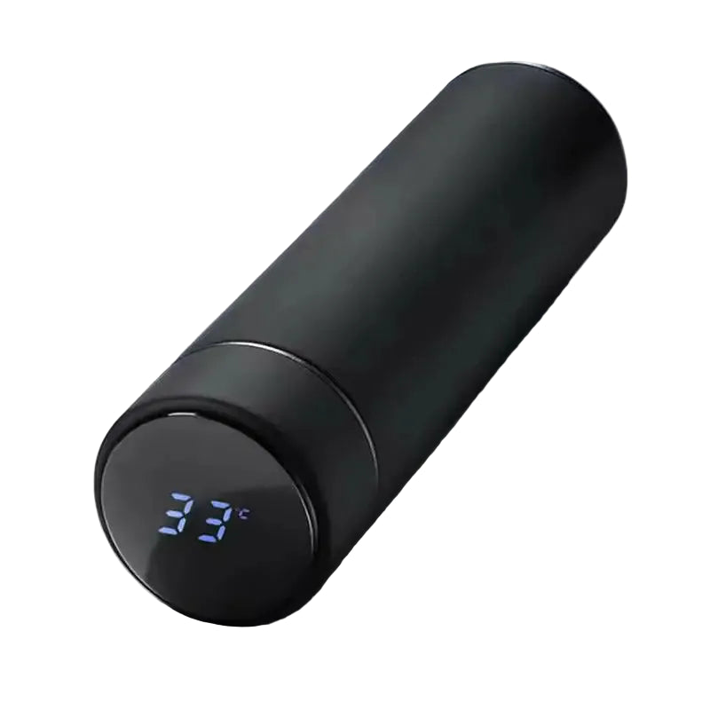 Digital Thermal Water Bottle 500mL | Leakproof Stainless Steel Vacuum Flask for Coffee Milk & More! - Digital Black
