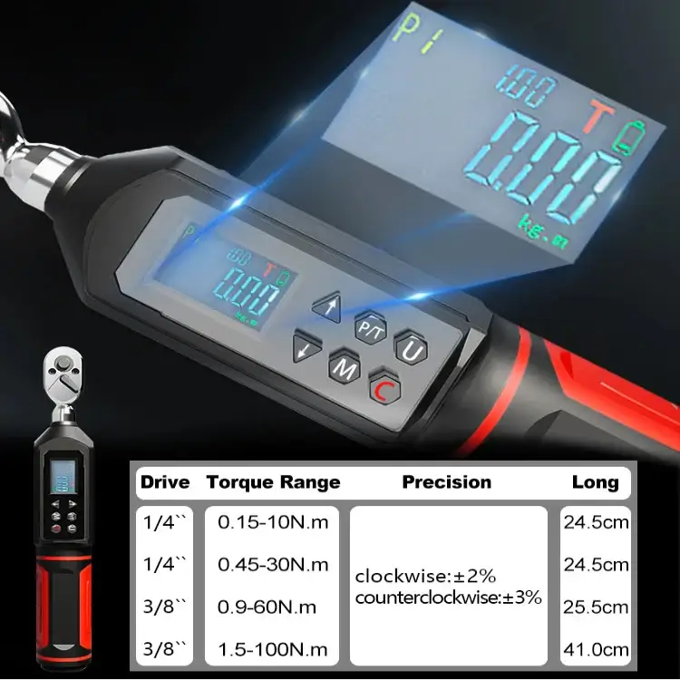 Digital Torque Wrench 0.15–100 N·m with LED & Buzzer Alerts (different models available) - HBC