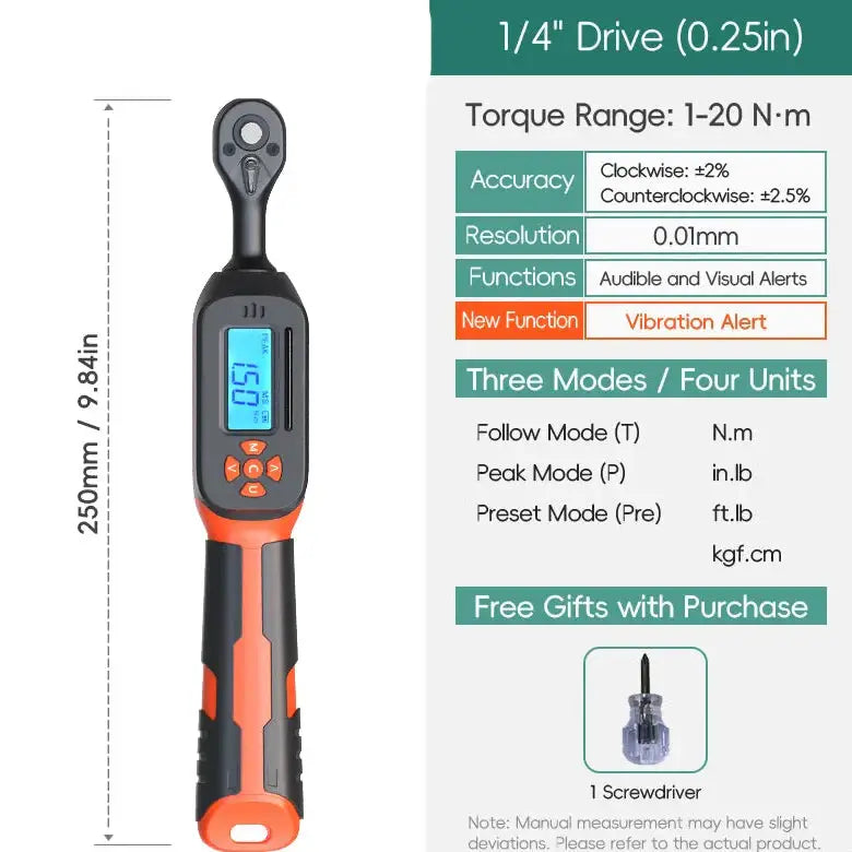 Digital Torque Wrench 1.5–340 N·m (±2% Accuracy) (different models available) - 1-20N.m-vibration / Torque Wrench - HBC