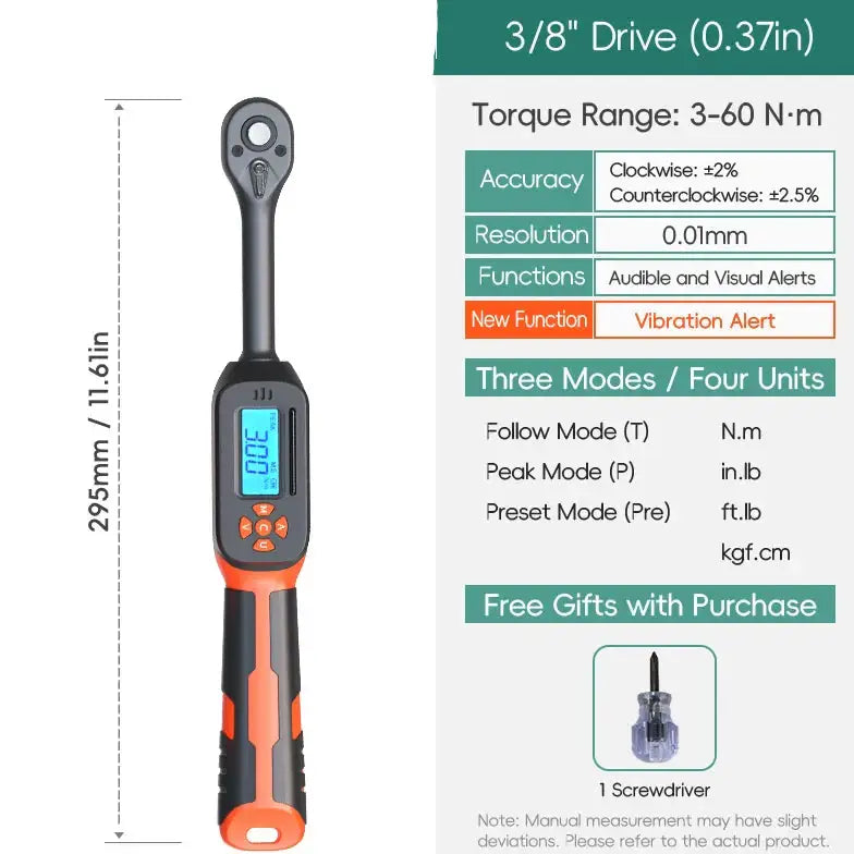 Digital Torque Wrench 1.5–340 N·m (±2% Accuracy) (different models available) - 3-60N.m-vibration / Torque Wrench - HBC